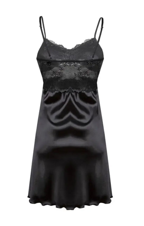 musta satiininen yomekko